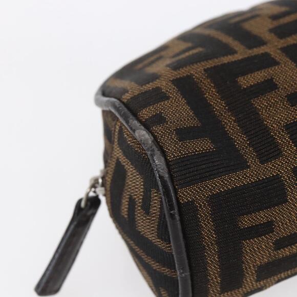 FENDI Zucca Canvas Pouch Hand Bag Black Brown Auth 154968 - Picture 8 of 15
